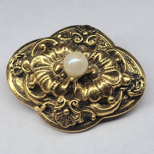 vintage gold tone brooch pin faux